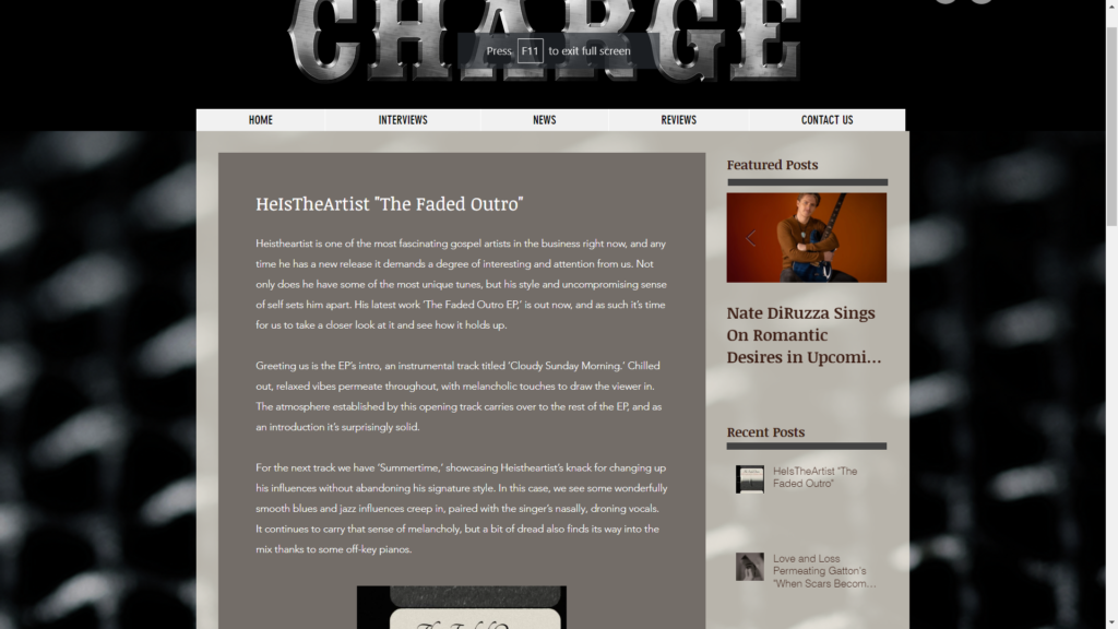 Charge Magazine Review HeIsTheArtist “The Faded Outro”