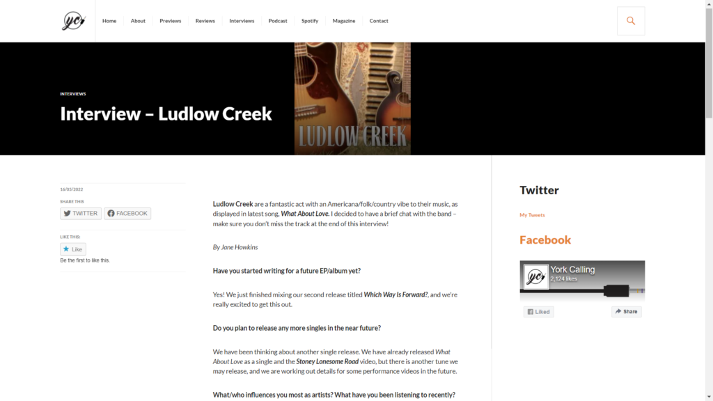 Ludlow Creek Diwawancarai Oleh York Calling