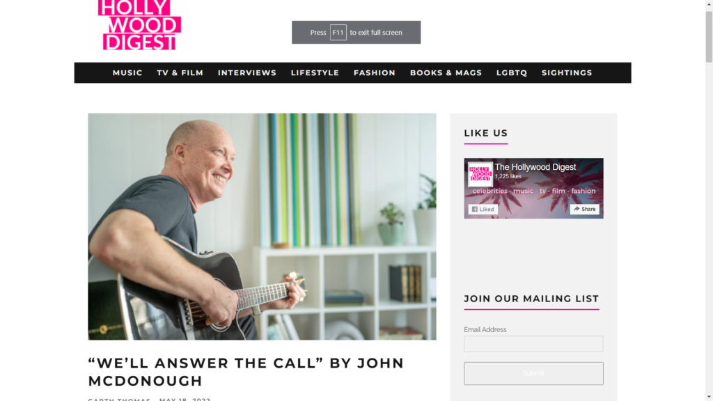 Hollywood Digest Ulasan EP John McDonough “Kami Akan Menjawab Panggilan”