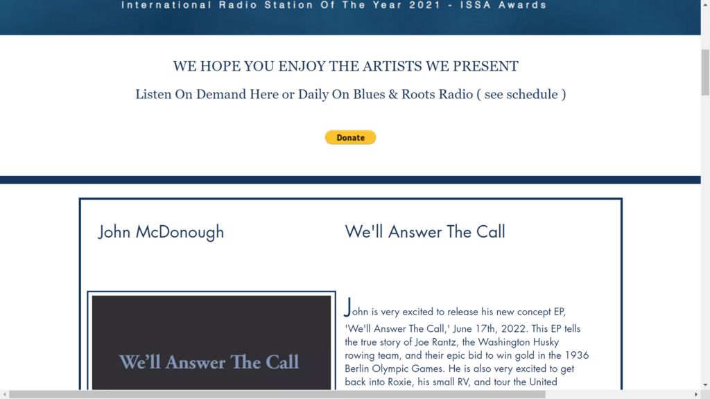 John McDonough memiliki Album of the Week di Blues and Roots Radio!