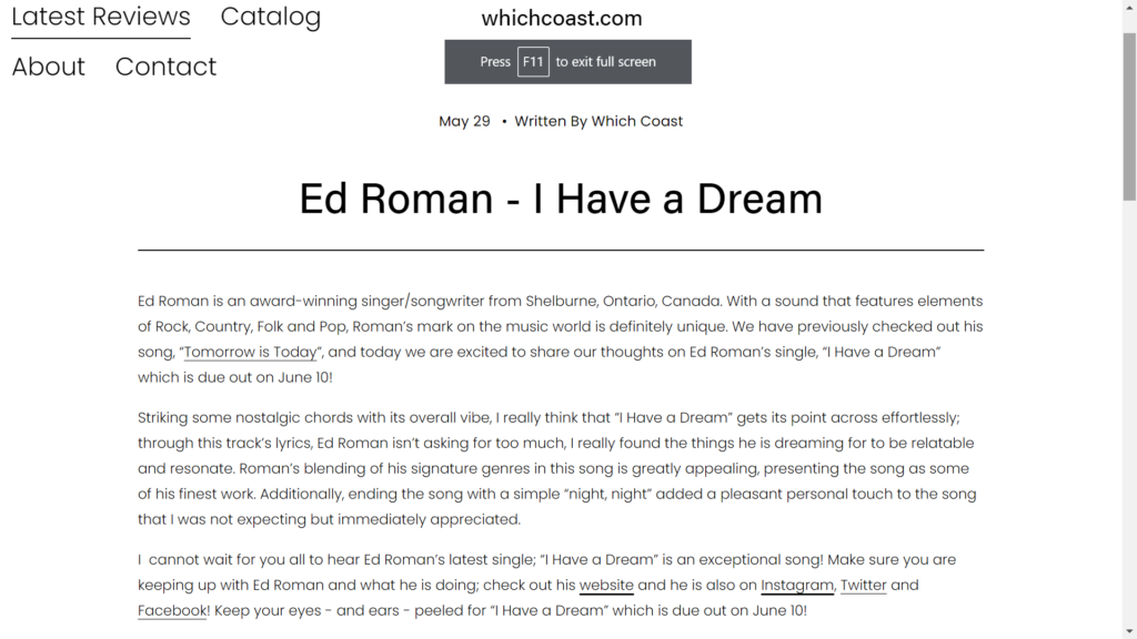 Pantai Yang Mengulas “I Have A Dream” Ed Roman