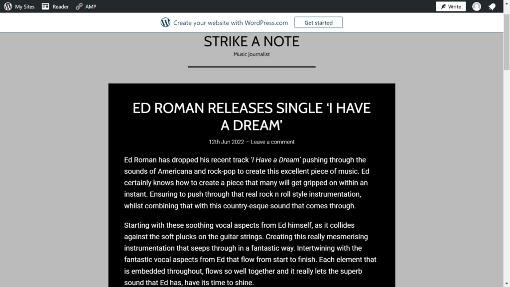 “I Have A Dream” Ed Roman diulas oleh Strike A Note