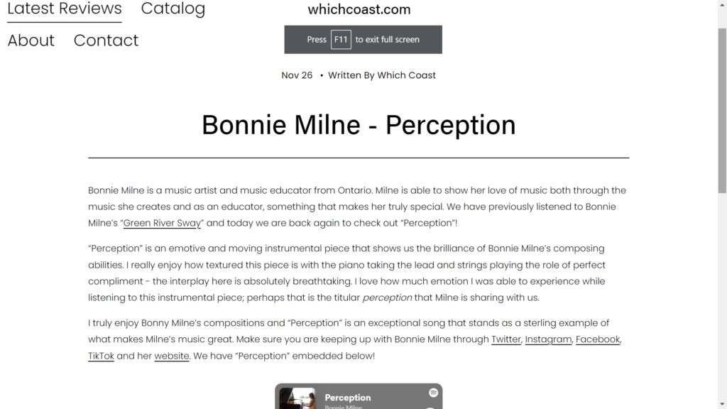 Pantai mana yang mengulas “Persepsi” Bonnie Milne