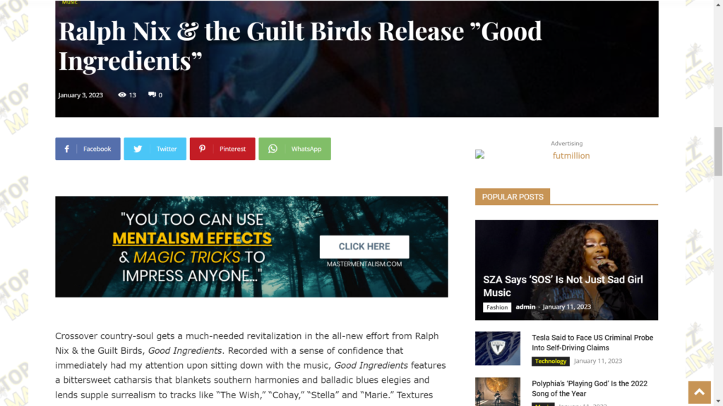 Top Buzz Ulasan Majalah Ralph Nix & The Guilt Birds “Bahan Baik”