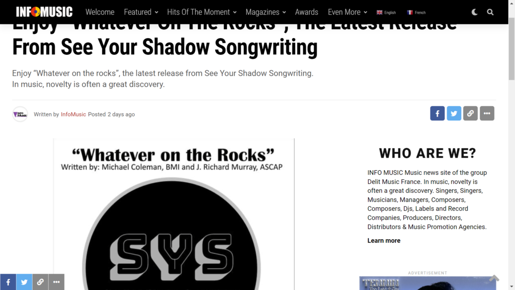 Review InfoMusic.fr Lihat “Whatever on the Rocks” dari Shadow Anda
