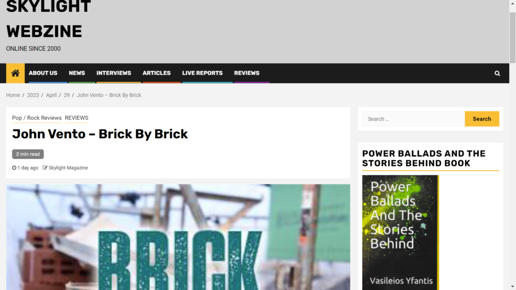 Skylight Webzine Mengulas “Brick by Brick” karya John Vento